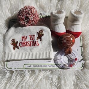 SOLD!!! NWT 3 Piece Hat, Booties And Rattle Set. Best Offer